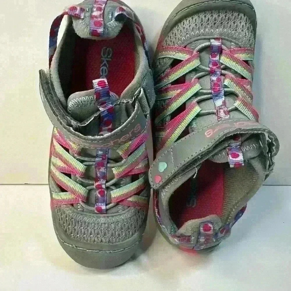Skechers Sandal Shoes Girls Sz 11 Gray Multi Color - Picture 7 of 9